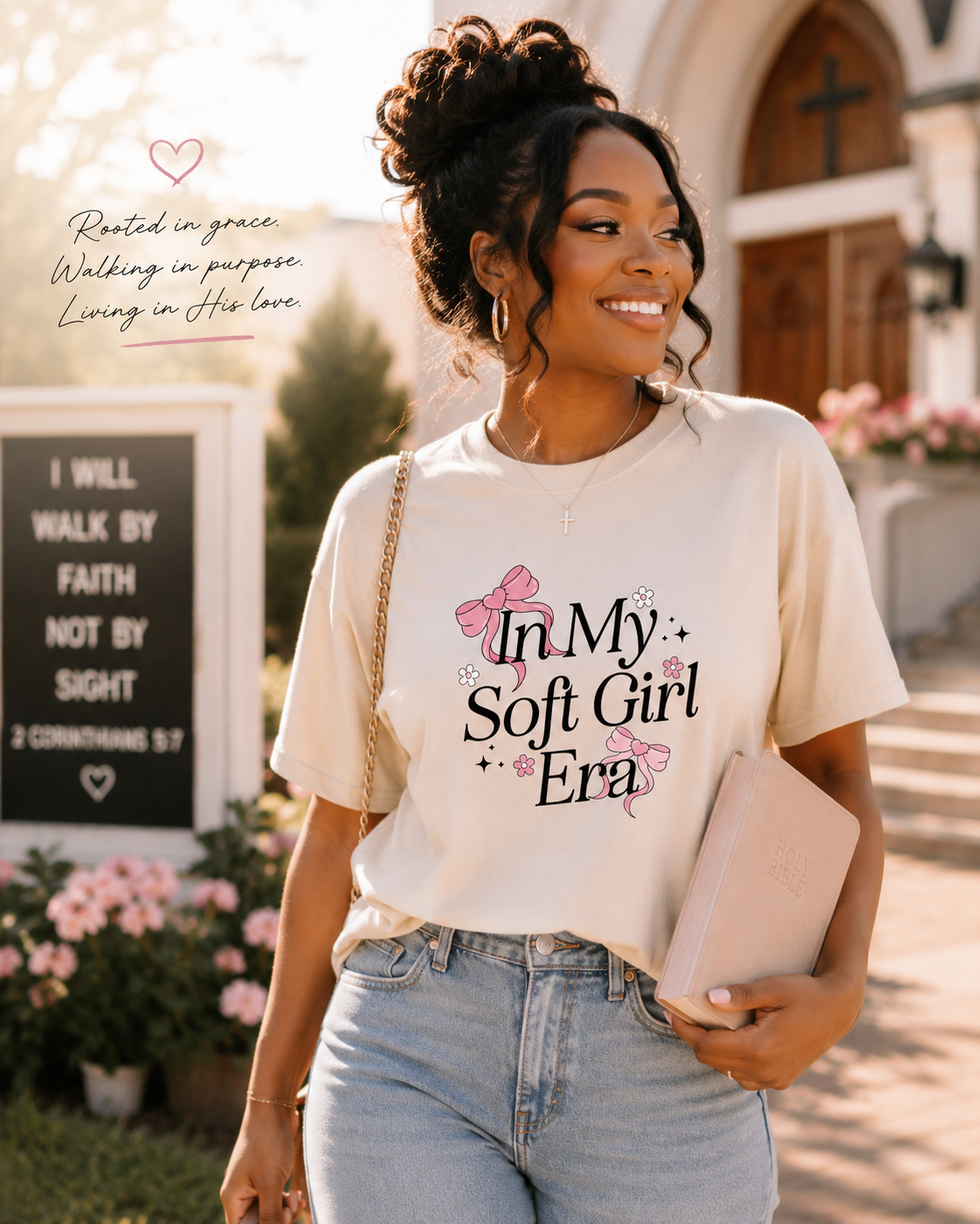 In My Soft Girl Era Shirt | Christian Soft Girl Tee | Coquette Bow T-Shirt | Faith Based Graphic Tee | Cute Christian Shirt for Women | Church Outfit