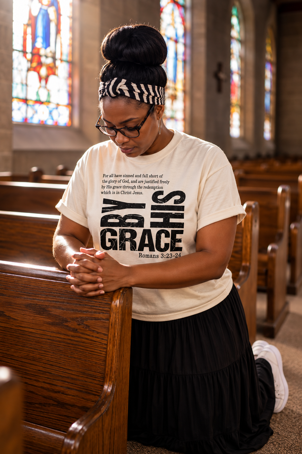 By His Grace Shirt, Romans 3:23-24 Shirt, Christian T-Shirt for Women, Grace Bible Verse Tee, Church Shirt, Faith Apparel By His Grace