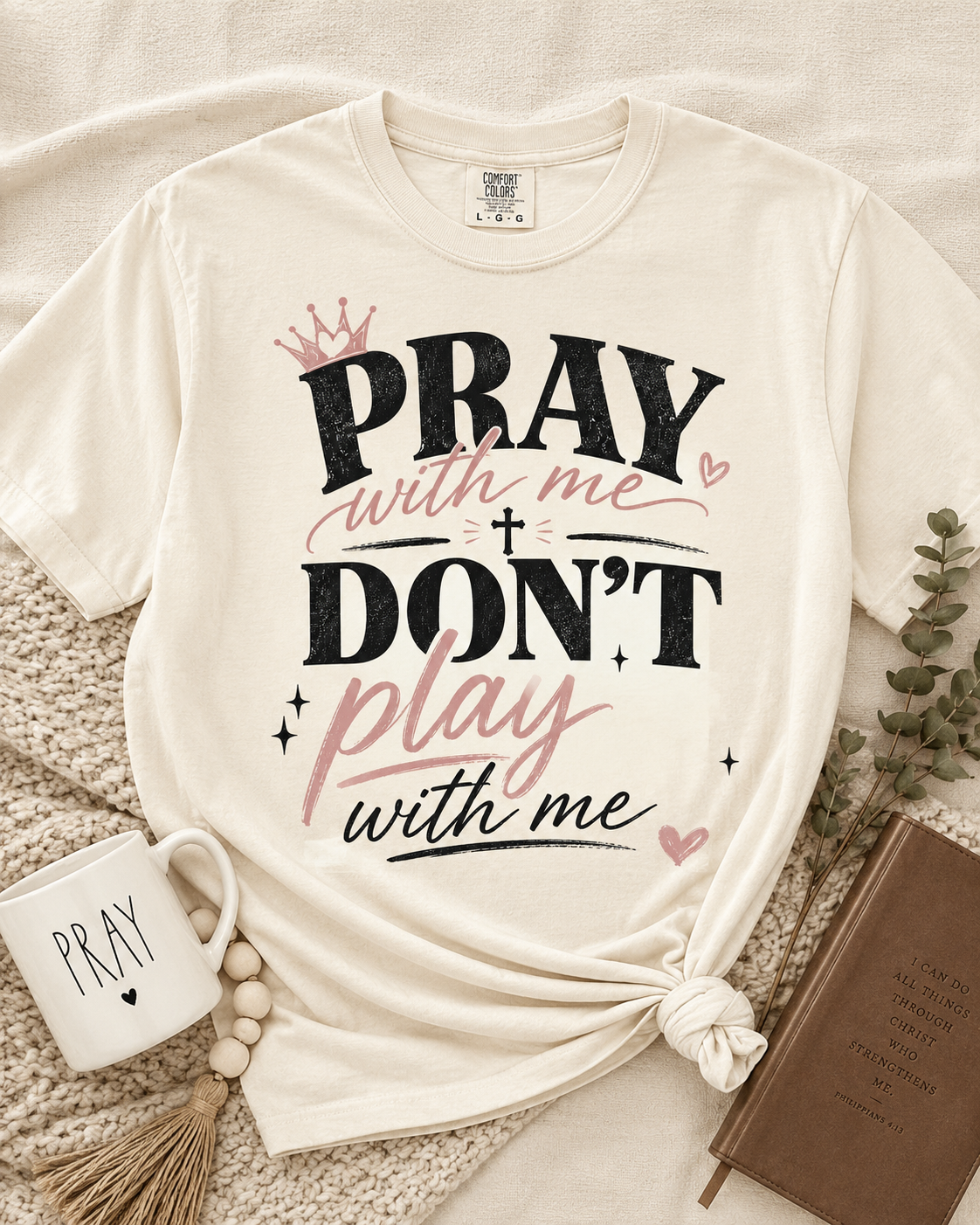 Pray With Me Don’t Play With Me Shirt | Christian Graphic Tee | Faith-Based T-Shirt | Cute Church Shirt | Christian Gift for Women | Boutique Graphic Tee