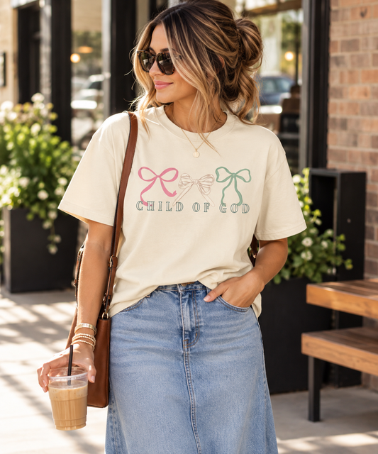 Child of God Sweatshirt or Tee, Christian Sweatshirt for Women, Coquette Christian Sweatshirt, Faith Crewneck, Bible Gift for Her