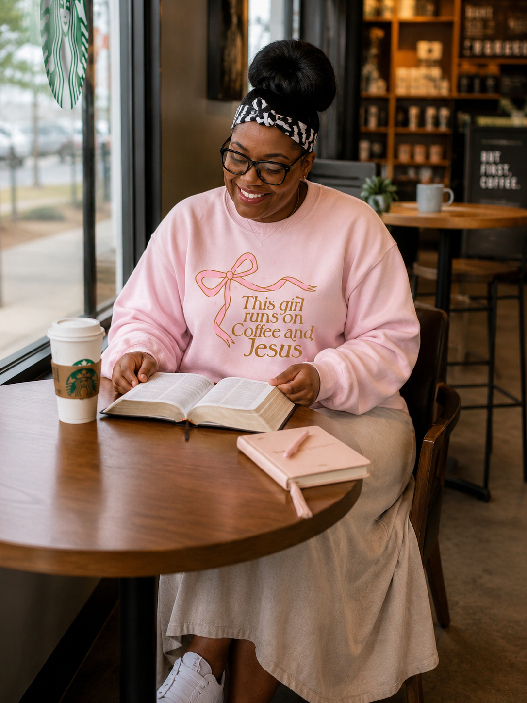 Coffee and Jesus Sweatshirt, Christian Sweatshirt for Women, This Girl Runs on Coffee and Jesus, Christian Gift, Cozy Faith Crewneck