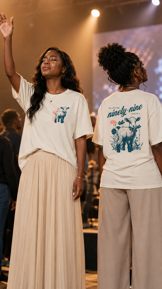 🐑 He Left the Ninety-Nine Christian T-Shirt | Luke 15:7 Shirt | Lost Sheep Graphic Tee | Faith-Based Oversized Shirt | Christian Gift for Women & Men 🤍